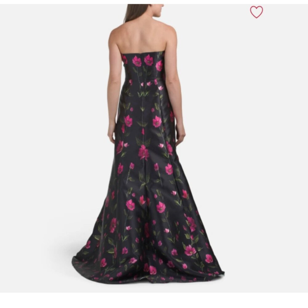 RENE BY RENE RUIZ Strapless Floral Gown With Slit - Picture 4 of 11